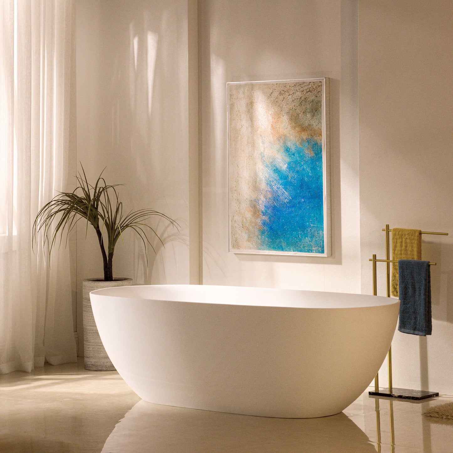 WOODBRIDGE 69" L x 32" W Luxury Contemporary Solid Surface Stone Resin Freestanding Bathtub
