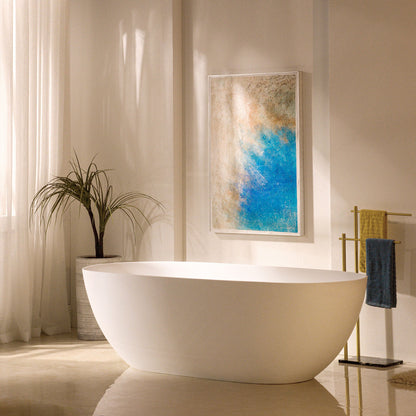 WOODBRIDGE 69" L x 32" W Luxury Contemporary Solid Surface Stone Resin Freestanding Bathtub