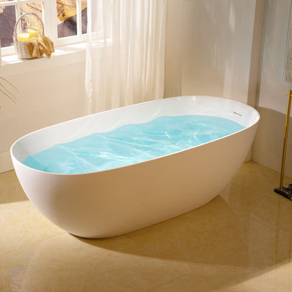 WOODBRIDGE 69" L x 32" W Luxury Contemporary Solid Surface Stone Resin Freestanding Bathtub