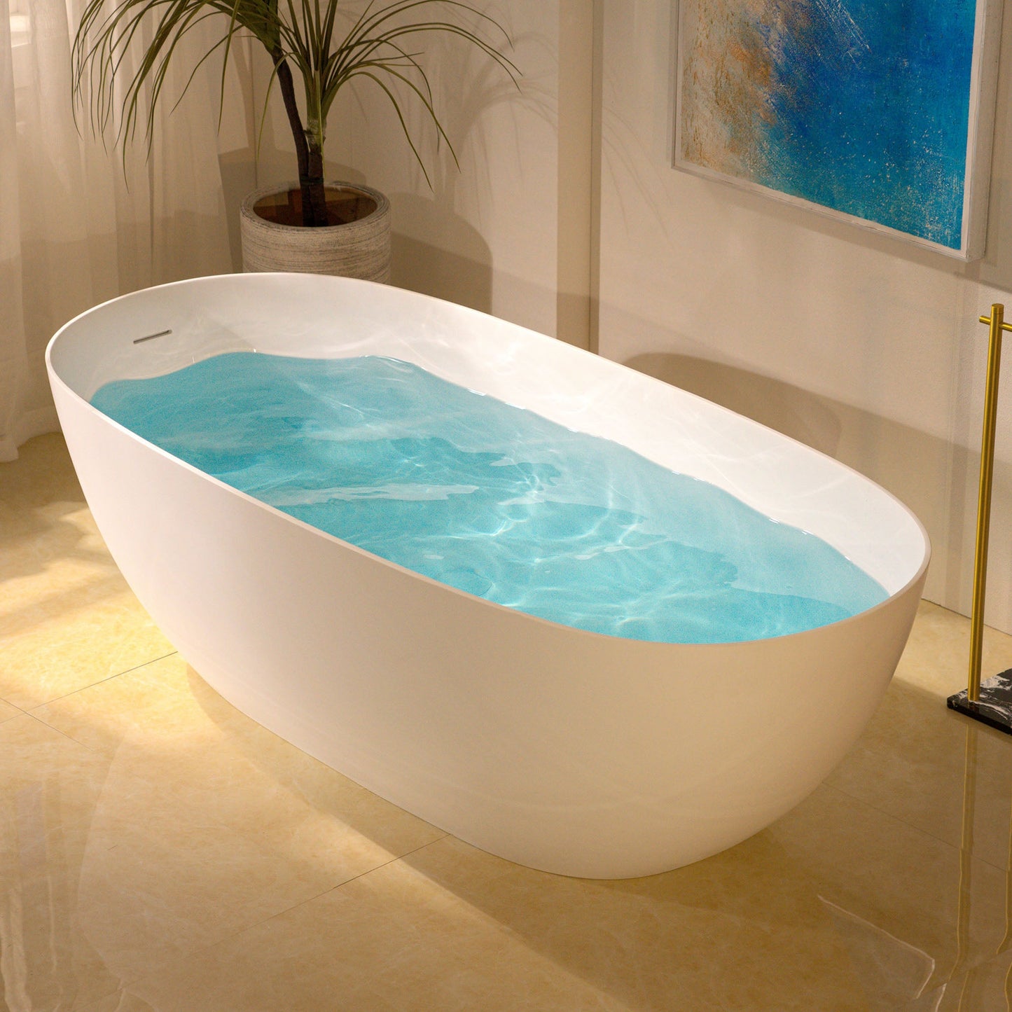 WOODBRIDGE 69" L x 32" W Luxury Contemporary Solid Surface Stone Resin Freestanding Bathtub