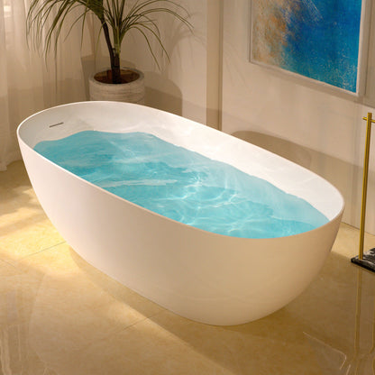 WOODBRIDGE 69" L x 32" W Luxury Contemporary Solid Surface Stone Resin Freestanding Bathtub