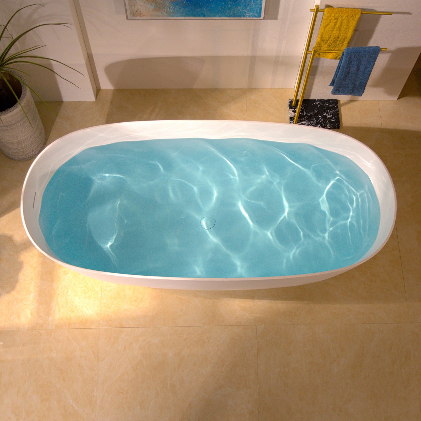 WOODBRIDGE 69" L x 32" W Luxury Contemporary Solid Surface Stone Resin Freestanding Bathtub