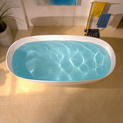 WOODBRIDGE 69" L x 32" W Luxury Contemporary Solid Surface Stone Resin Freestanding Bathtub