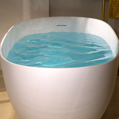 WOODBRIDGE 69" L x 32" W Luxury Contemporary Solid Surface Stone Resin Freestanding Bathtub