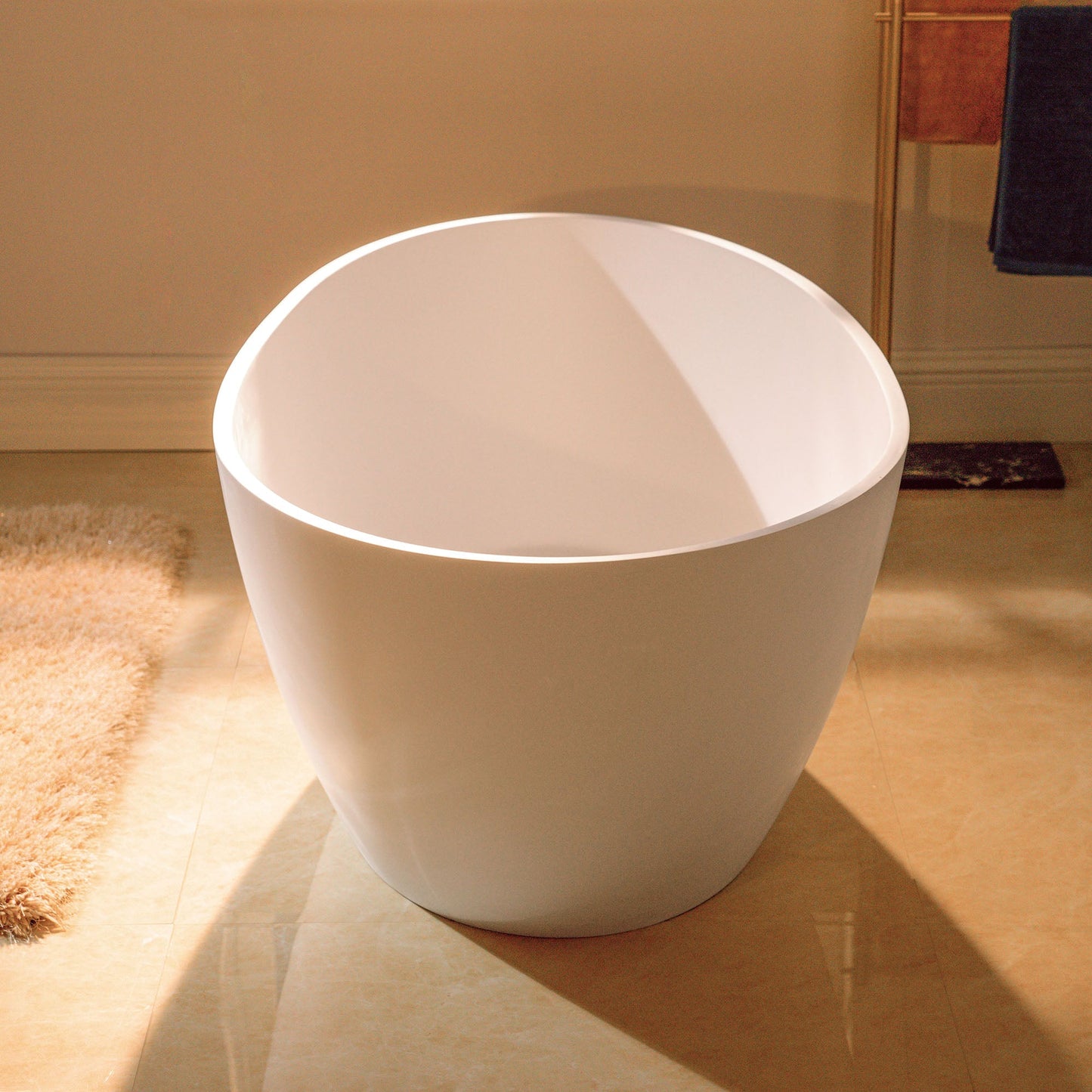 WOODBRIDGE 58-5/8" L x 29-1/8" W Luxury Contemporary Solid Surface Stone Resin Freestanding Bathtub