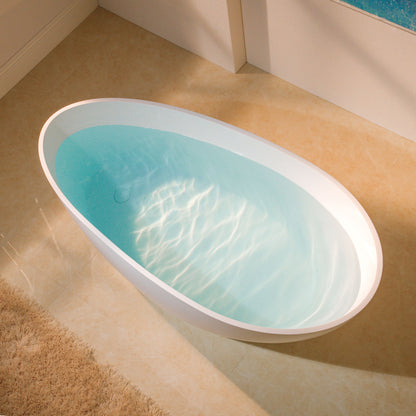 WOODBRIDGE 58-5/8" L x 29-1/8" W Luxury Contemporary Solid Surface Stone Resin Freestanding Bathtub