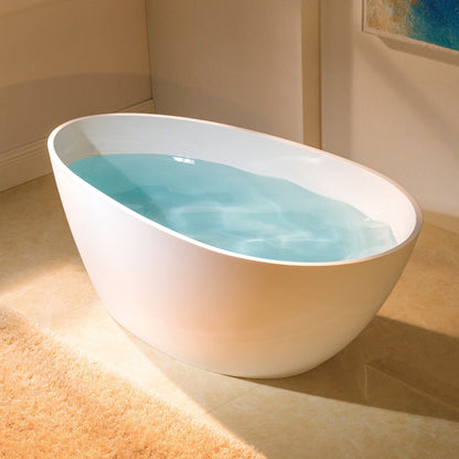 WOODBRIDGE 58-5/8" L x 29-1/8" W Luxury Contemporary Solid Surface Stone Resin Freestanding Bathtub