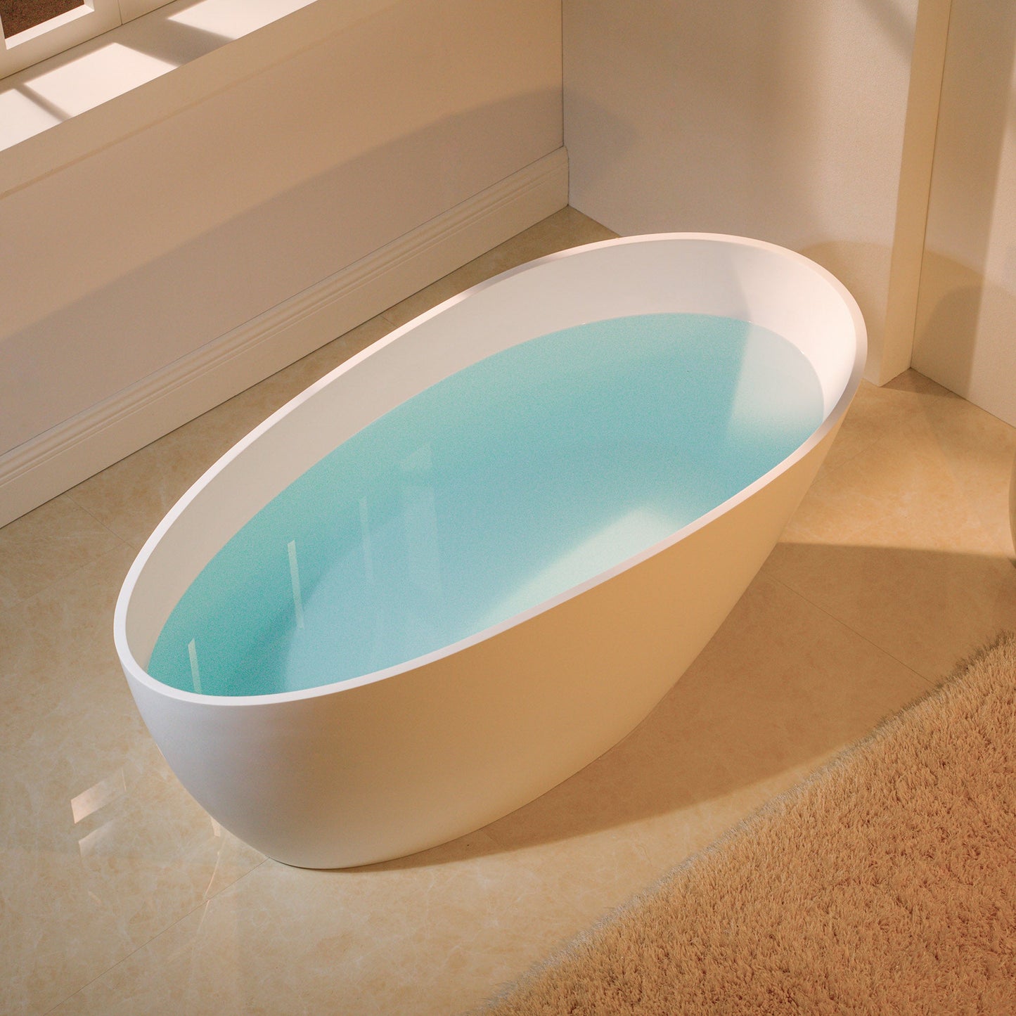 WOODBRIDGE 58-5/8" L x 29-1/8" W Luxury Contemporary Solid Surface Stone Resin Freestanding Bathtub