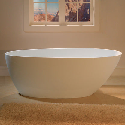 WOODBRIDGE 58-5/8" L x 29-1/8" W Luxury Contemporary Solid Surface Stone Resin Freestanding Bathtub