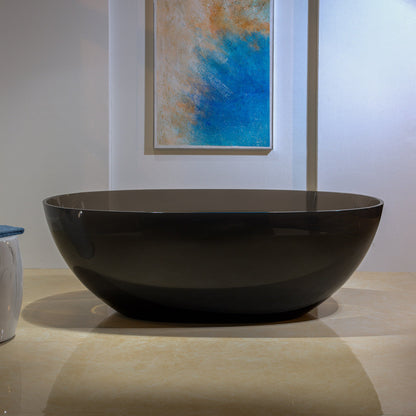 WOODBRIDGE 65-3/8" L x 29-1/8" W Transparent Black Stone Resin Freestanding Soaking Tub