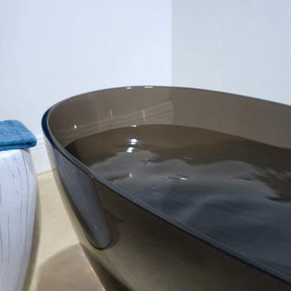 WOODBRIDGE 65-3/8" L x 29-1/8" W Transparent Black Stone Resin Freestanding Soaking Tub