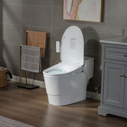 WOODBRIDGE T-0047 One Piece 1.1GPF/1.6 GPF Dual Flush Elongated Toilet with Advance Smart Bidet Toilet in White
