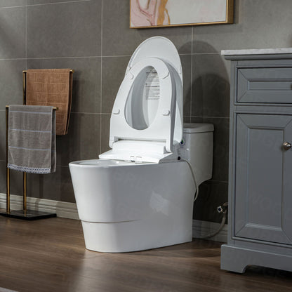 WOODBRIDGE T-0047 One Piece 1.1GPF/1.6 GPF Dual Flush Elongated Toilet with Advance Smart Bidet Toilet in White