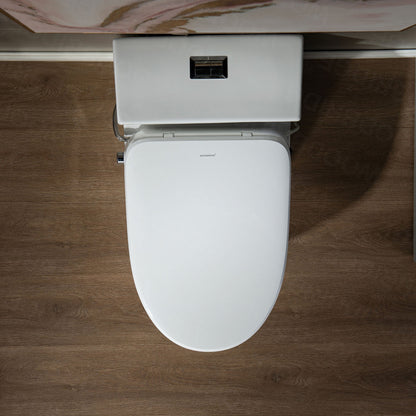 WOODBRIDGE T-0047 One Piece 1.1GPF/1.6 GPF Dual Flush Elongated Toilet with Advance Smart Bidet Toilet in White