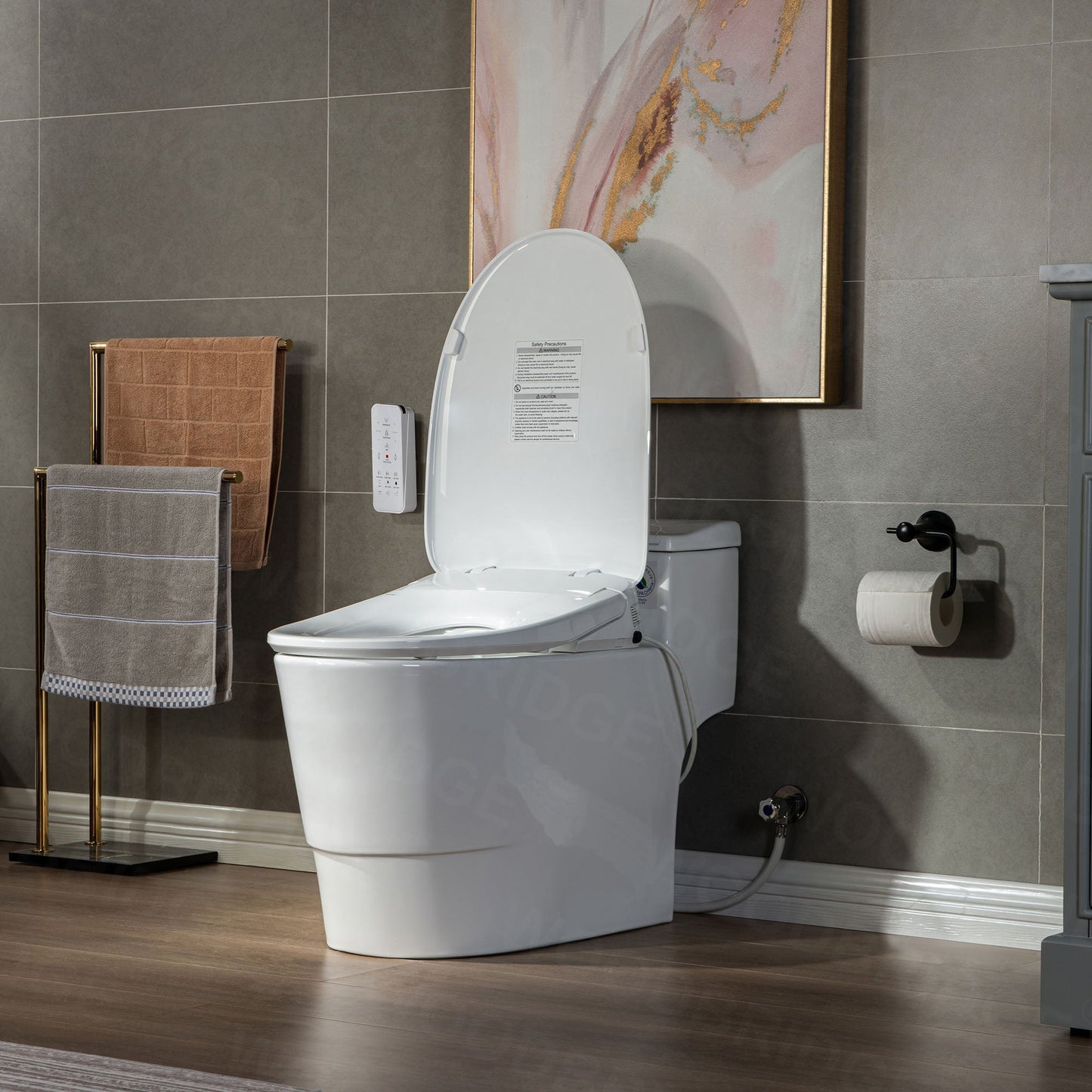 WOODBRIDGE T-0047 One Piece 1.1GPF/1.6 GPF Dual Flush Elongated Toilet with Advance Smart Bidet Toilet in White
