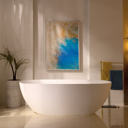 WOODBRIDGE 61-1/4" L x 30-3/4" W Stone Resin Luxury Contemporary Solid Surface Freestanding Soaking Bathtub