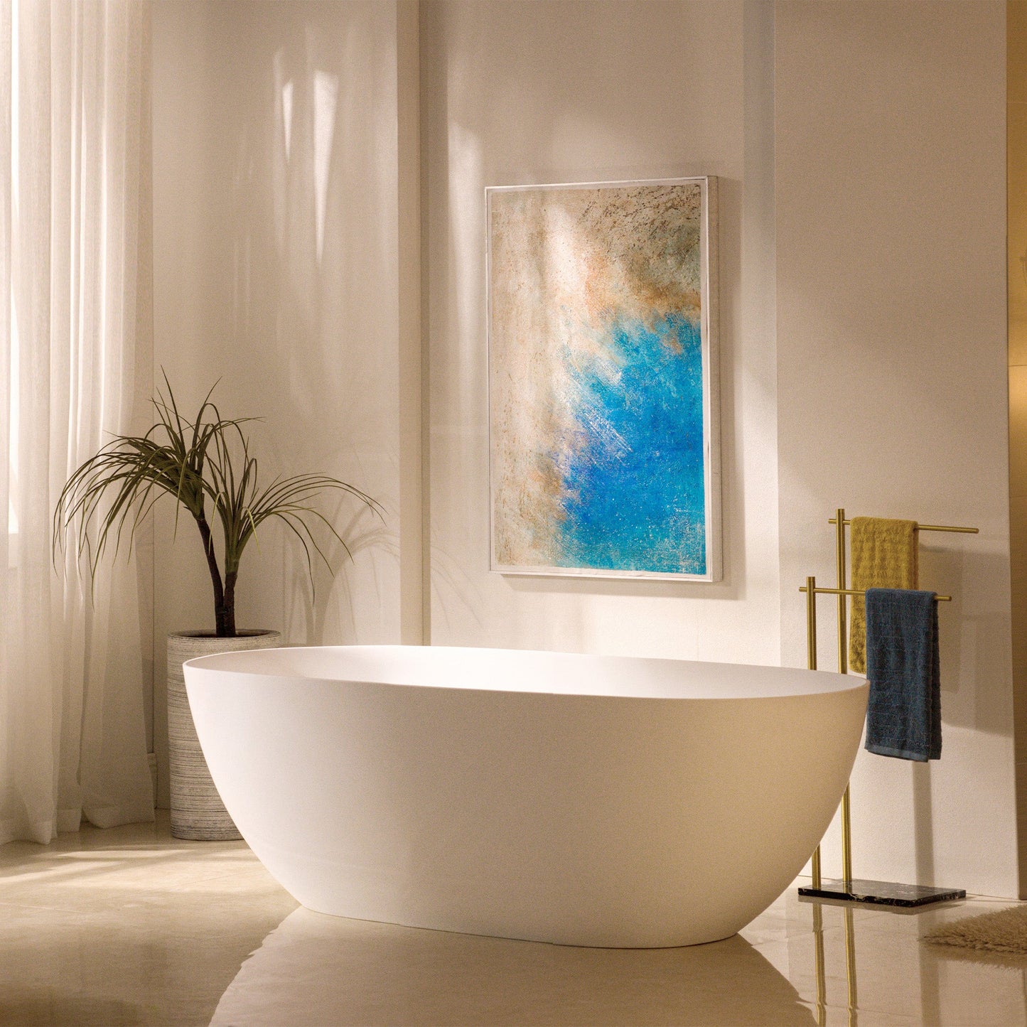 WOODBRIDGE 61-1/4" L x 30-3/4" W Stone Resin Luxury Contemporary Solid Surface Freestanding Soaking Bathtub
