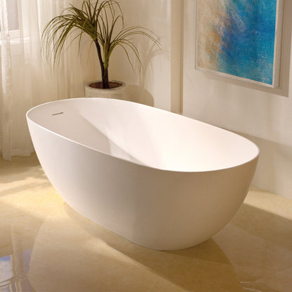 WOODBRIDGE 61-1/4" L x 30-3/4" W Stone Resin Luxury Contemporary Solid Surface Freestanding Soaking Bathtub