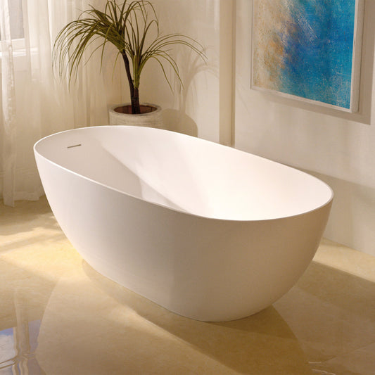 WOODBRIDGE 61-1/4" L x 30-3/4" W Stone Resin Luxury Contemporary Solid Surface Freestanding Soaking Bathtub