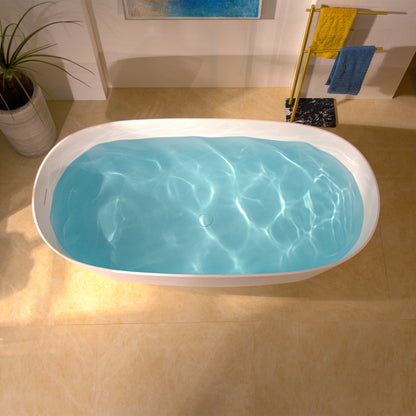 WOODBRIDGE 61-1/4" L x 30-3/4" W Stone Resin Luxury Contemporary Solid Surface Freestanding Soaking Bathtub