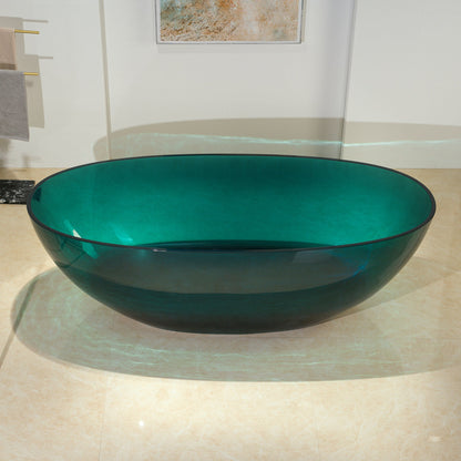 WOODBRIDGE 65-3/8" L x 29-1/8" W Transparent Green Stone Resin Freestanding Soaking Tub