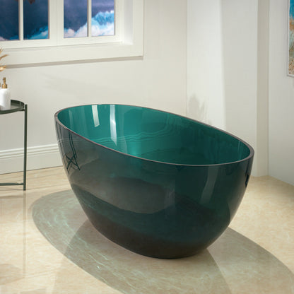 WOODBRIDGE 65-3/8" L x 29-1/8" W Transparent Green Stone Resin Freestanding Soaking Tub