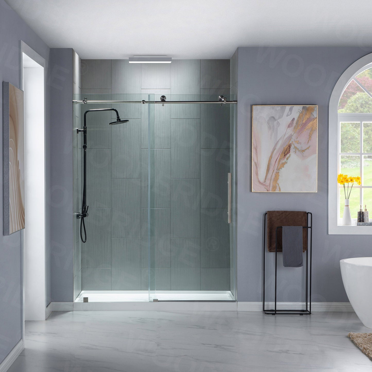 WOODBRIDGE MBSDC4876-B Frameless Shower Doors 44-48" Width x 76"Height with 3/8"(10mm) Clear Tempered Glass