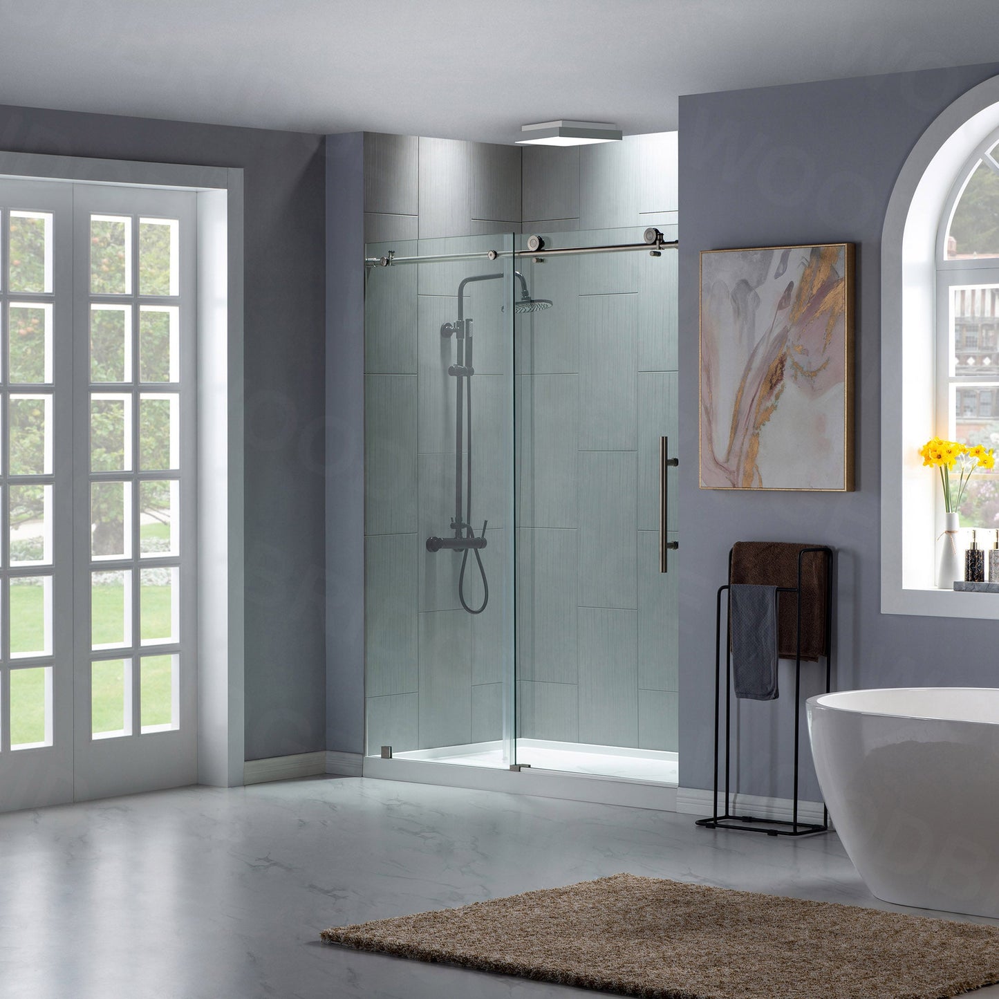 WOODBRIDGE MBSDC4876-B Frameless Shower Doors 44-48" Width x 76"Height with 3/8"(10mm) Clear Tempered Glass