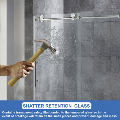 WOODBRIDGE MBSDC4876-B Frameless Shower Doors 44-48" Width x 76"Height with 3/8"(10mm) Clear Tempered Glass