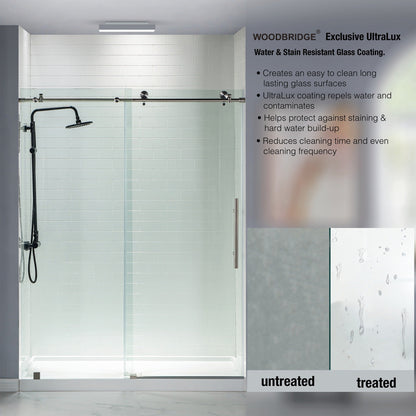 WOODBRIDGE MBSDC4876-B Frameless Shower Doors 44-48" Width x 76"Height with 3/8"(10mm) Clear Tempered Glass