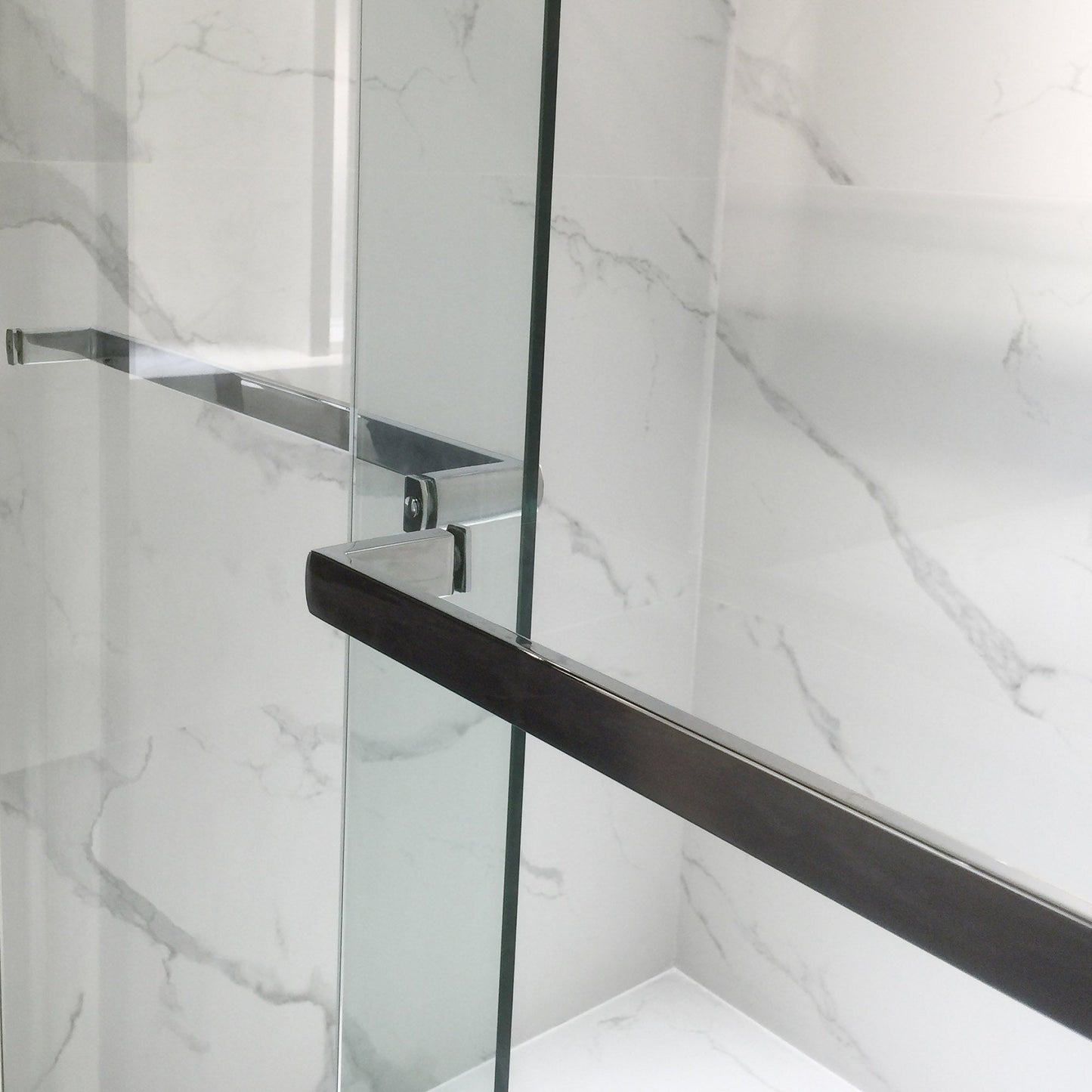 WOODBRIDGE Frameless Shower Doors 56-60" Width x 76"Height with 3/8"(10mm) Clear Tempered Glass, 2 Ways Opening & Double Sliding