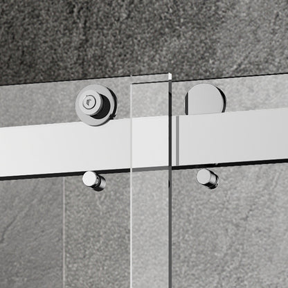 WOODBRIDGE Frameless Shower Doors 56-60" Width x 76"Height with 3/8"(10mm) Clear Tempered Glass, 2 Ways Opening & Double Sliding