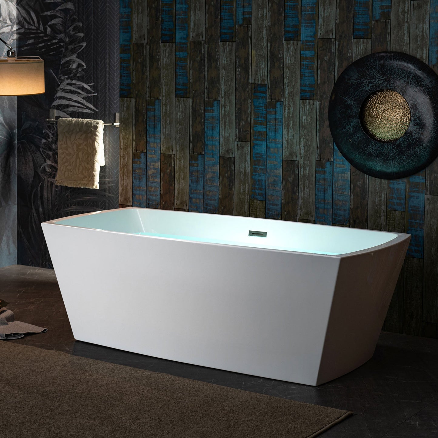 WOODBRIDGE 59" Acrylic Freestanding Double Ended Contemporary Soaking Tub
