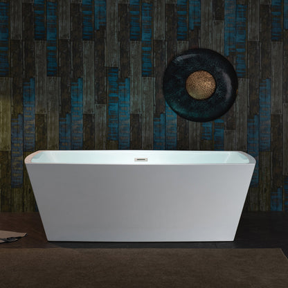 WOODBRIDGE 59" Acrylic Freestanding Double Ended Contemporary Soaking Tub