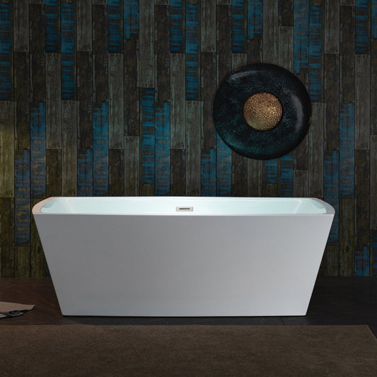 WOODBRIDGE 59" Acrylic Freestanding Double Ended Contemporary Soaking Tub