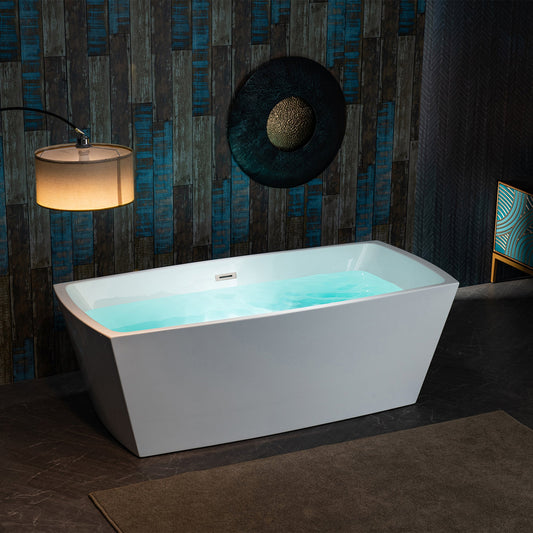 WOODBRIDGE 59" Acrylic Freestanding Double Ended Contemporary Soaking Tub