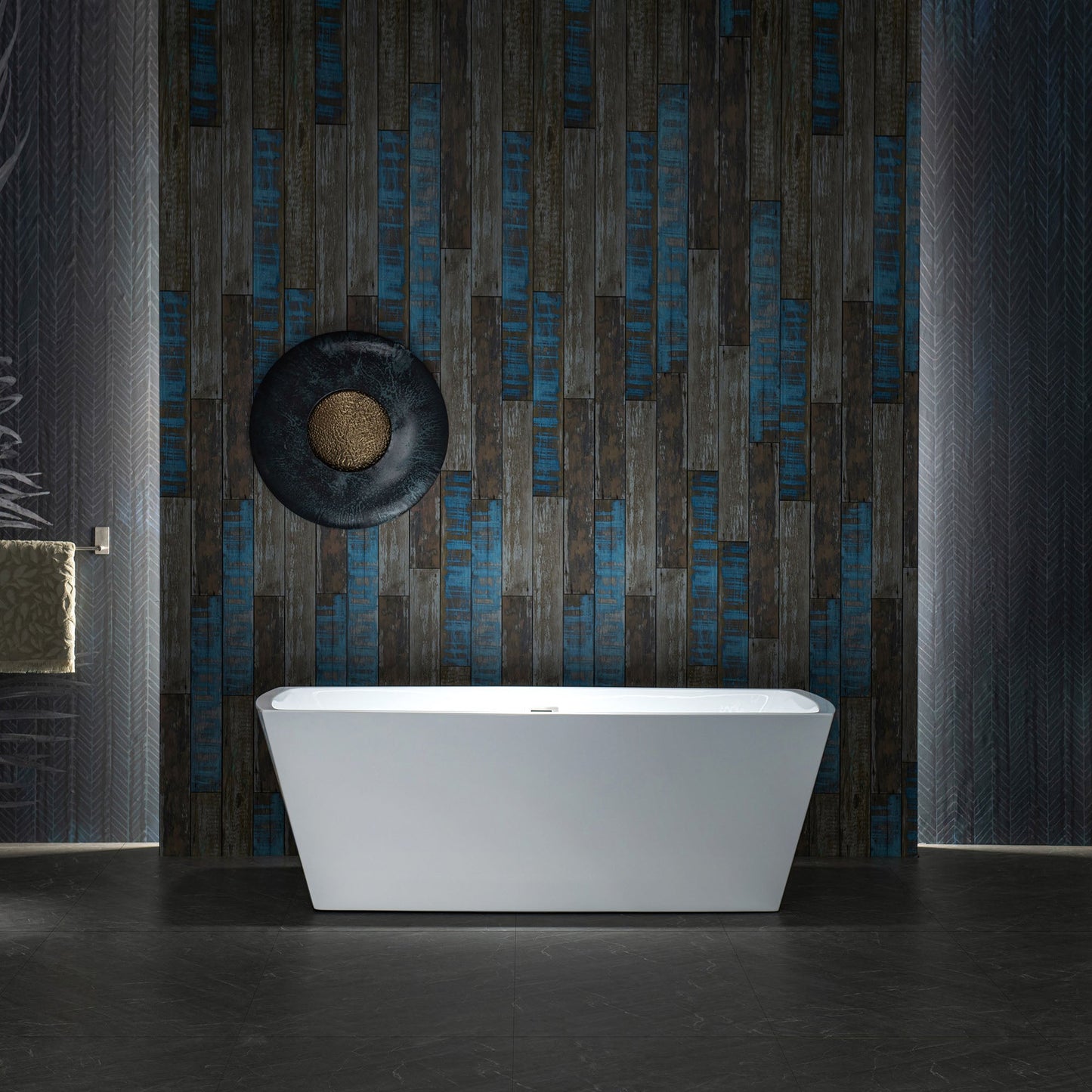 WOODBRIDGE 59" Acrylic Freestanding Double Ended Contemporary Soaking Tub