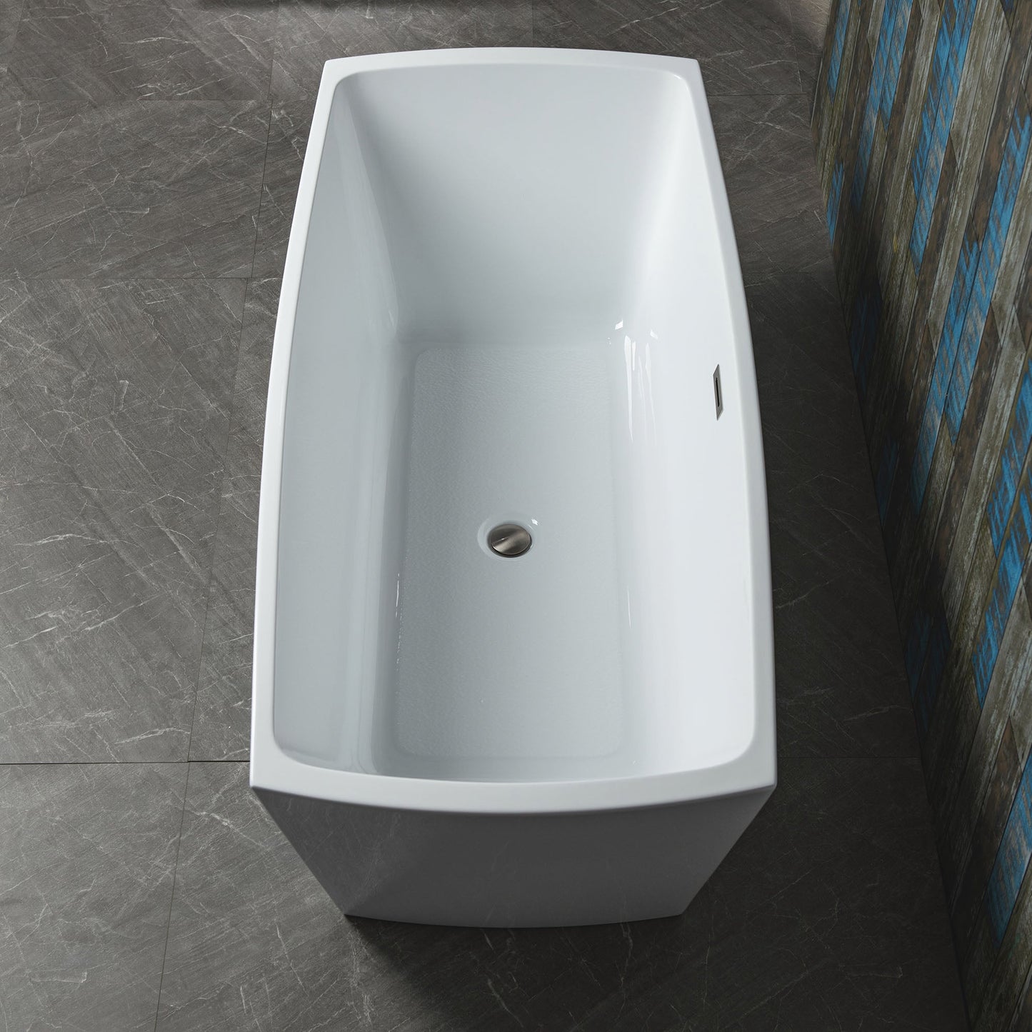 WOODBRIDGE 59" Acrylic Freestanding Double Ended Contemporary Soaking Tub