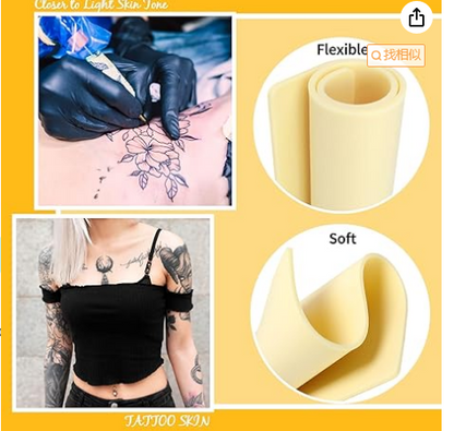 6 Pcs 3mm Tattoo Skin Practice Kit,12x8 in Thick Blank Silicone Fake Skin