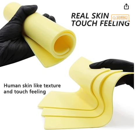 6 Pcs 3mm Tattoo Skin Practice Kit,12x8 in Thick Blank Silicone Fake Skin