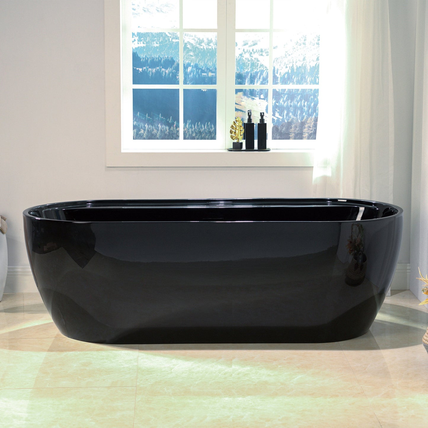 WOODBRIDGE 72" L x 35-3/8" W Freestanding Contemporary Acrylic Soaking Bathtub