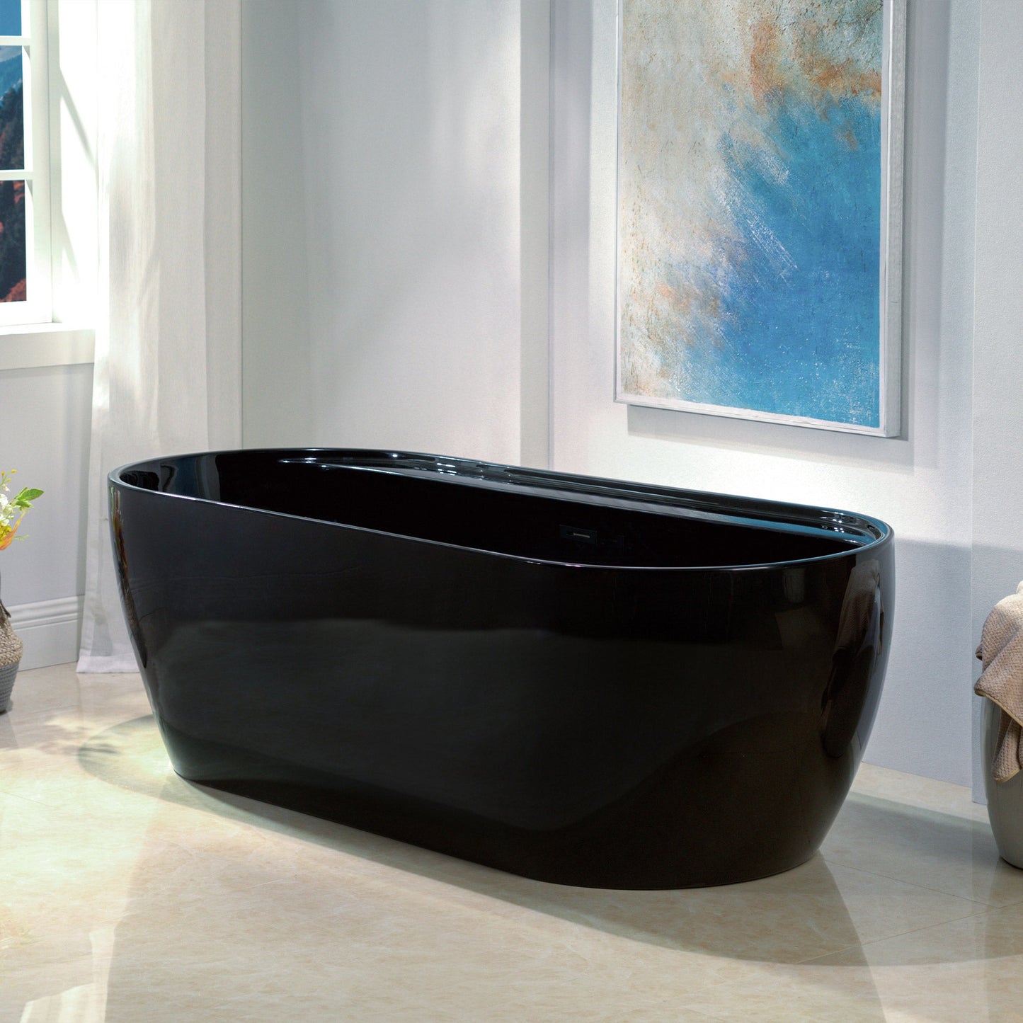 WOODBRIDGE 72" L x 35-3/8" W Freestanding Contemporary Acrylic Soaking Bathtub