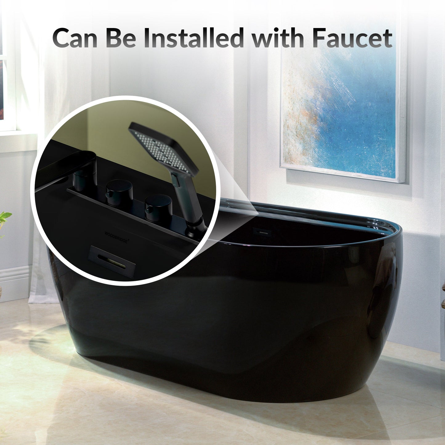 WOODBRIDGE 67" L x 31-1/2" W Freestanding Contemporary Acrylic Soaking Bathtub