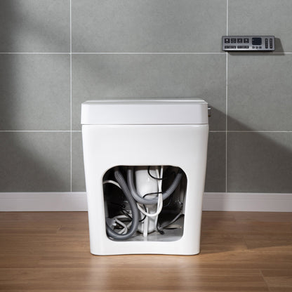 WOODBRIDGE EBT-WH01 One Piece Square Smart Bidet Toilet with Auto Open & Close, Foot Sensor, Auto Flush, Multiple Spray Modes, Heated Seat, Warm Water and Air Dryer, Auto LED Nightlight