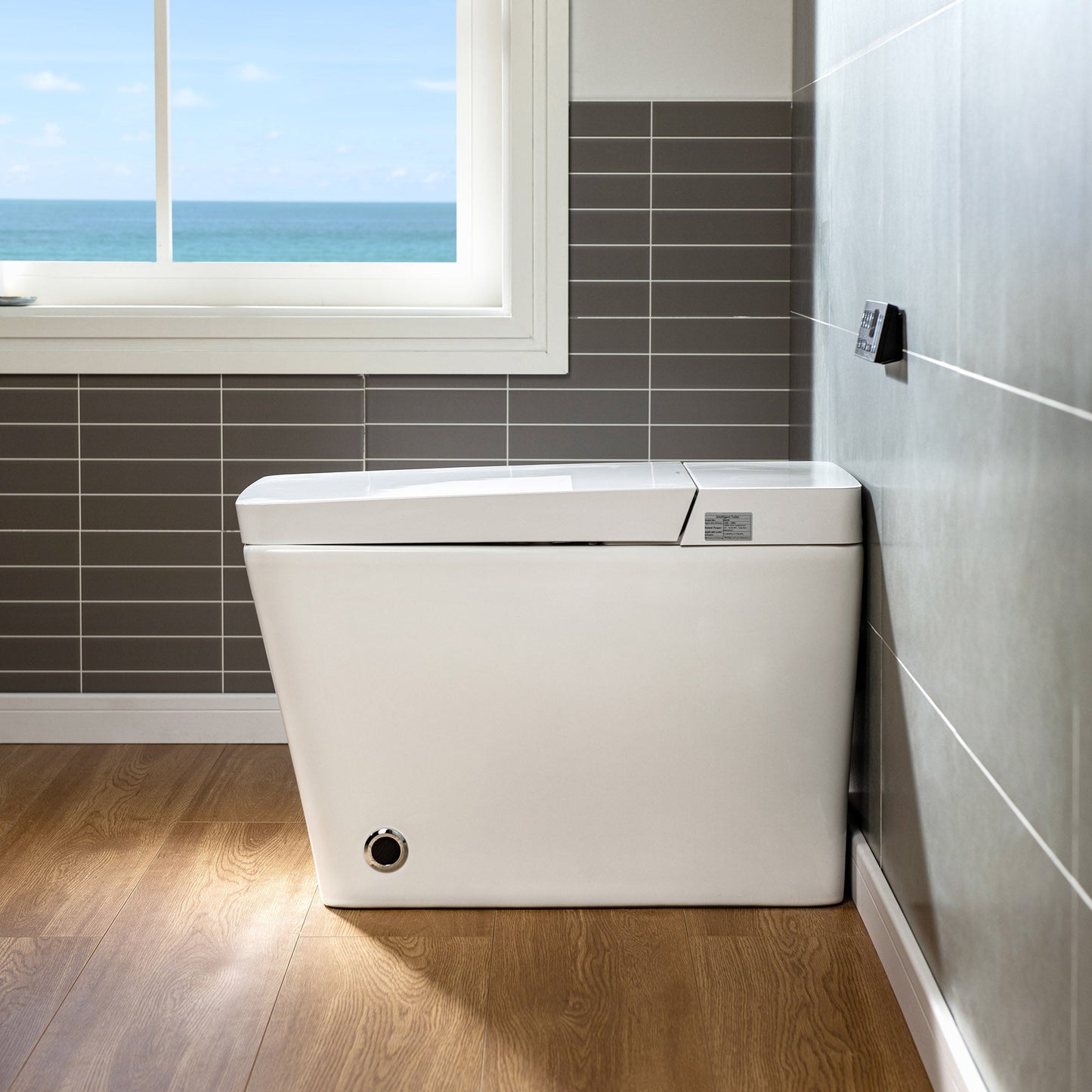 WOODBRIDGE EBT-WH01 One Piece Square Smart Bidet Toilet with Auto Open & Close, Foot Sensor, Auto Flush, Multiple Spray Modes, Heated Seat, Warm Water and Air Dryer, Auto LED Nightlight