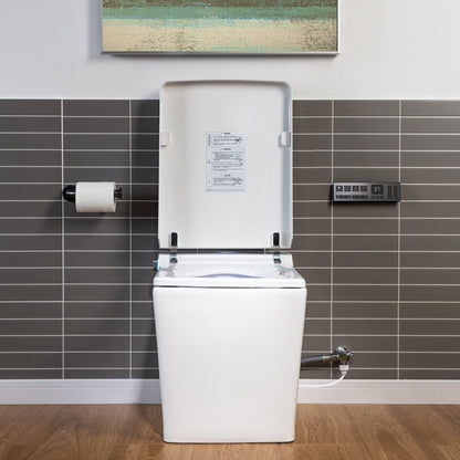 WOODBRIDGE EBT-WH01 One Piece Square Smart Bidet Toilet with Auto Open & Close, Foot Sensor, Auto Flush, Multiple Spray Modes, Heated Seat, Warm Water and Air Dryer, Auto LED Nightlight