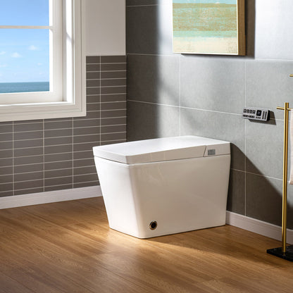 WOODBRIDGE EBT-WH01 One Piece Square Smart Bidet Toilet with Auto Open & Close, Foot Sensor, Auto Flush, Multiple Spray Modes, Heated Seat, Warm Water and Air Dryer, Auto LED Nightlight