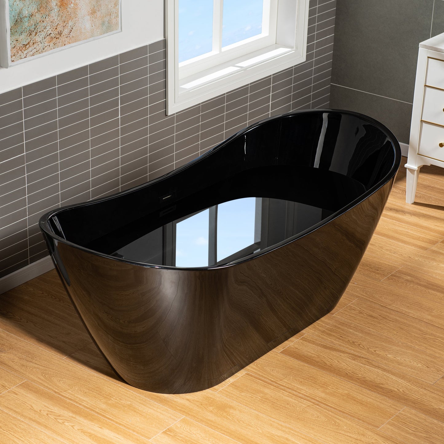 WOODBRIDGE 71" L x 31-1/2" W Freestanding Contemporary Acrylic Soaking Bathtub