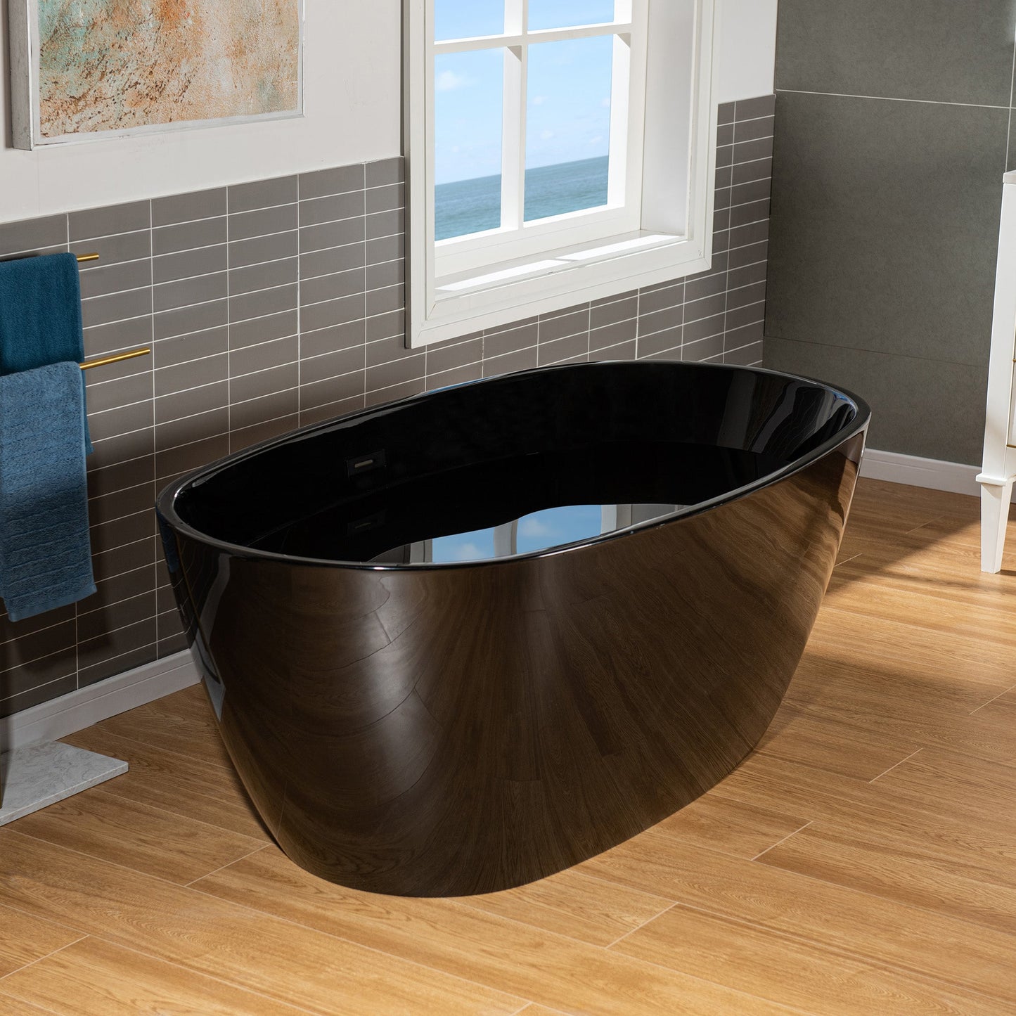 WOODBRIDGE 59" L x 31-1/2" W Freestanding Contemporary Acrylic Soaking Bathtub