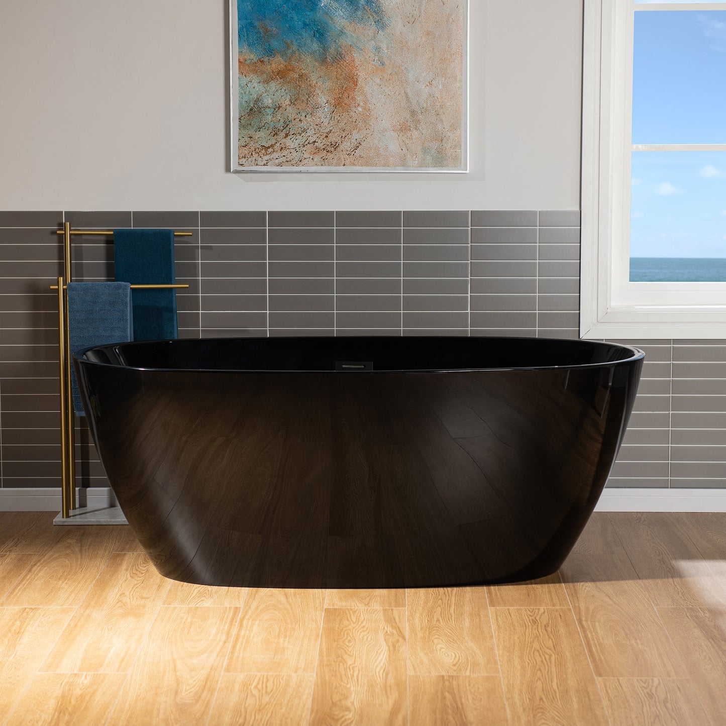 WOODBRIDGE 59" L x 31-1/2" W Freestanding Contemporary Acrylic Soaking Bathtub